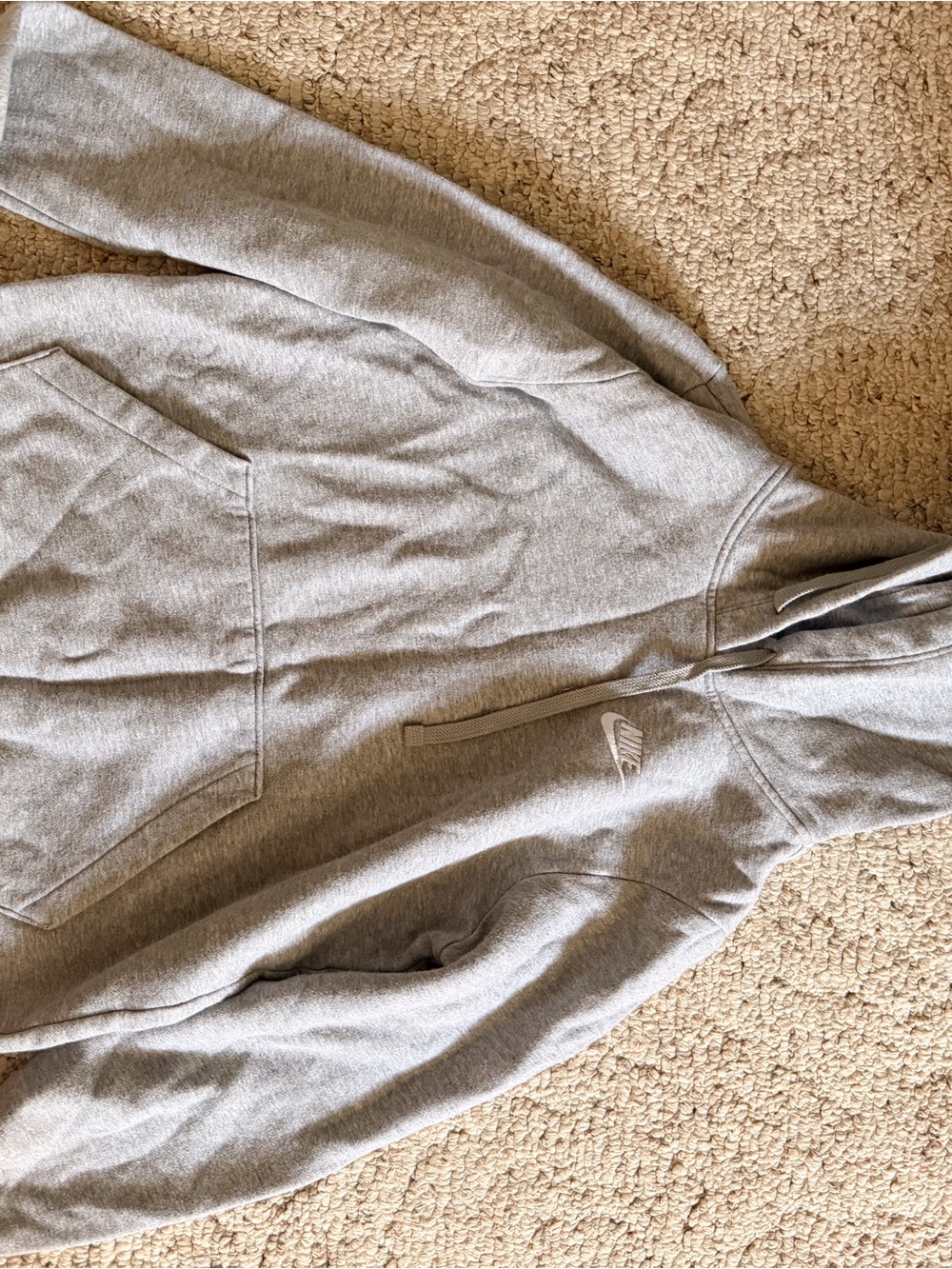 Nike Light Gray Hoodie with Black Swoosh Tag